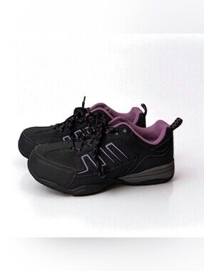 HyTest Women’s 7.5W Composite Toe Work Shoes Black & Purple K17320 EUC